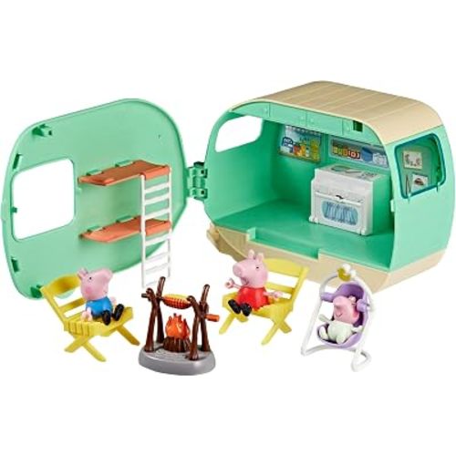 Peppa Pig Three Little Piggies Caravan Playset with 3 Figures, Including Baby Evie, Preschool Toys for Girls and Boys 3+