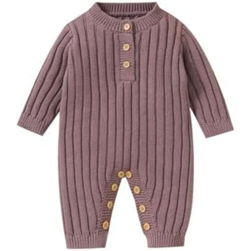Neiwech Baby Boy Girl Romper Newborn Infant Knit Striped Solid Long Sleeve One Piece Jumpsuit Clothes