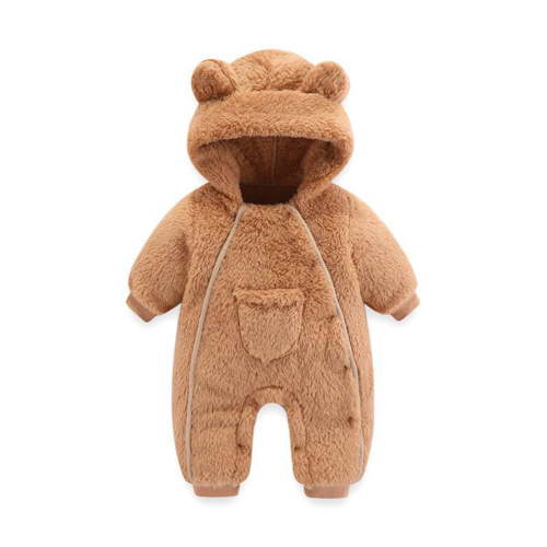 Baby Boys Girls Cartoon Bear Hooded Romper Jumpsuit Coat Winter Coat Toddler With Pocket 0-3 Months