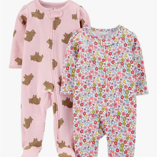 Simple Joys by Carter's Baby Girls' Cotton Footed Sleep and Play, Pack of 2