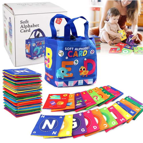 Lekihaqq 1 Packs Montessori Sensory Alphabet Cards - Reusable Textured ABC Learning Set, Early hood Educational Toy for Toddlers, Tactile Phonics Flash Cards with Storage Pouch