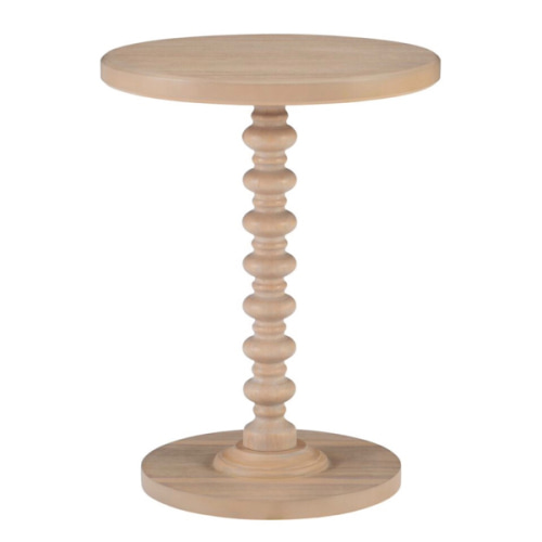 Round Wood Bobbin Pedestal End Table - World Market