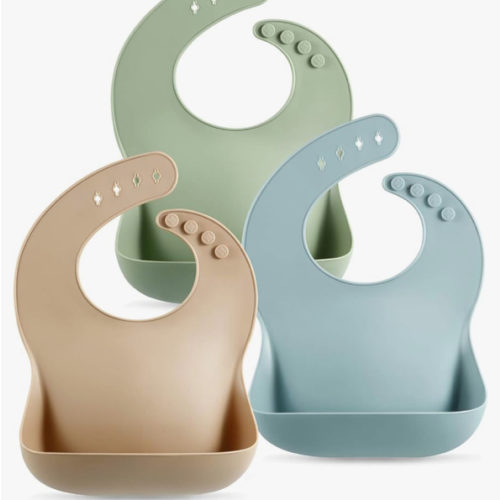 PandaEar Set of 3 Silicone Baby Bibs Waterproof, Soft, Unisex, 10-72 Months