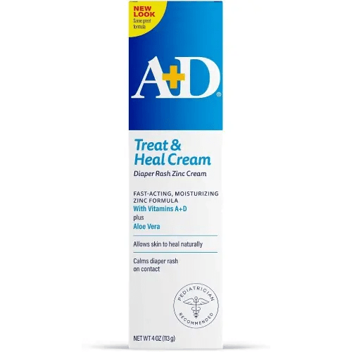 A+D Zinc Oxide Diaper Rash Treatment Cream, Dimethicone 1%, Zinc Oxide 10%, Easy Spreading Baby Rash Cream, 4 Ounce Tube (Packaging May Vary)