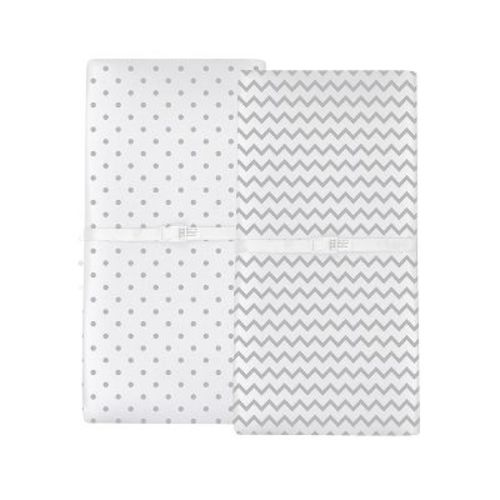 Ely's & Co. Baby Changing Pad Cover - Cradle Sheet 100% Combed Jersey Cotton Grey Chevron and Polka Dot 2 Packs