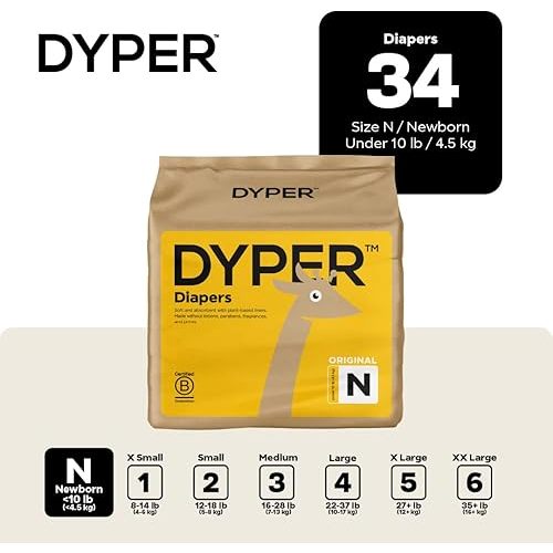 DYPER - Baby Diapers - Size 0 (34 Count)