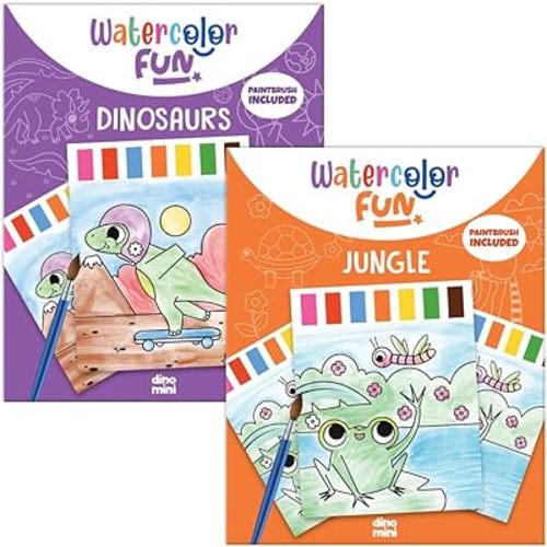 Watercolor Fun Value Pack - 2 Paint with Water Kits for Toddlers - Water Painting for Toddlers - Travel Activities for Kids Ages 4-8 - Screen Free Birthday Gifts (Dinosaurs - Jungle)