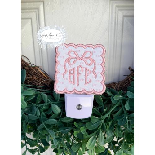 Custom Embroidered Night Light - Interchangeable Embroidered Shade - Baby Nursery -Kids Room-Bedroom-Hallway-Monogram-Customized-Embroidered