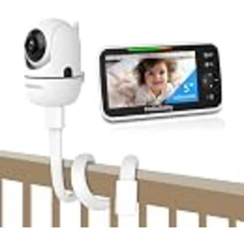 HelloBaby Baby Monitor No WiFi with Mount, 5'' IPS Screen and 30-Hour Battery Life with VOX Mode, Baby Phone with Camera and Audio, Portable Travel Hello Baby Monitor with Flexible Mount