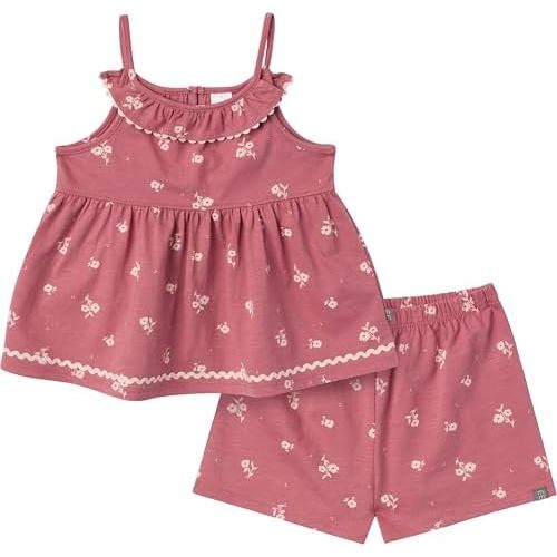 Modern Moments by Gerber Baby Girls 2-piece Ruffle Top and Short Set With Ric-rac