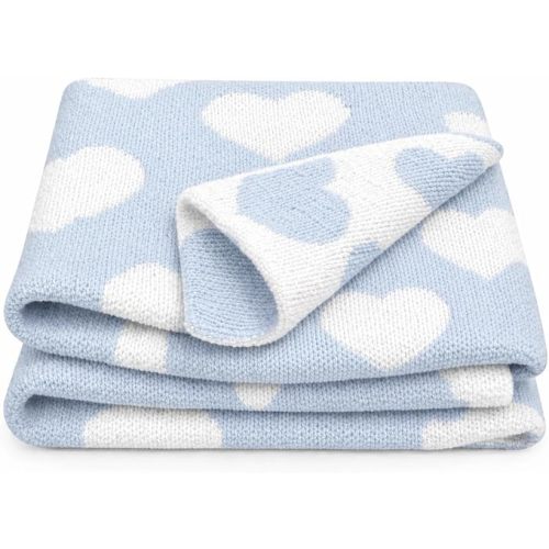 Living Textiles Blue Clouds Chenille Soft Baby Blanket Reversible Premium Cozy Fabric for Best Comfort - for Infant,Toddler,Newborn,Nursery,Boy,Unisex,Throw,Crib,Stroller,Gift, Blue Clouds 40x30
