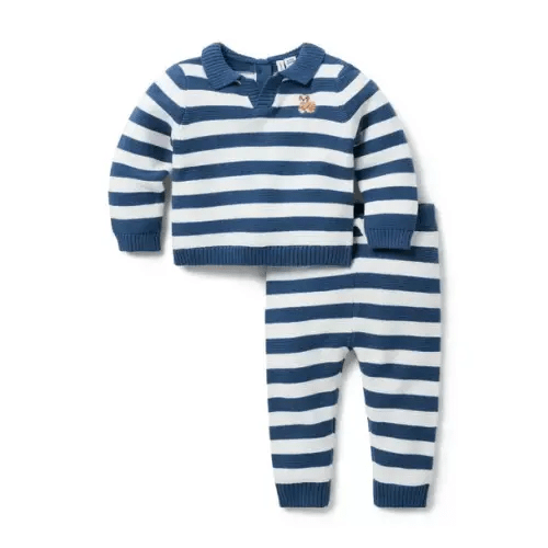 Baby Blueberry Dream Stripe Baby Dog Striped Matching Set by Janie and Jack