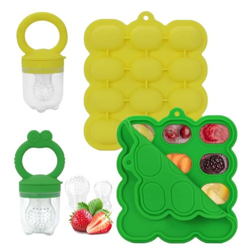 Baby Fruit Feeder Breastmilk Popsicle Molds Set, Silicone Food Storage Freezer Tray and Breast Milk Feeder Pacifier for Teething