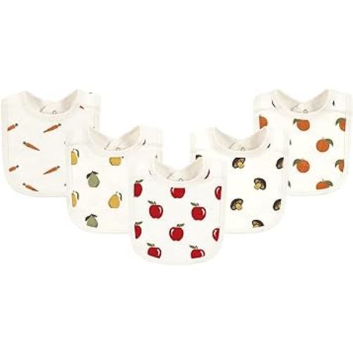 Touched by Nature Unisex Baby Organic Cotton Bibs, Fruits And Veggies, One Size