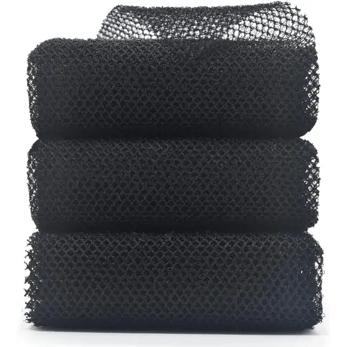 3 Piece African Exfoliating Net for Body, African Net Sponge, African Wash Net, African Shower Net, African Bath Sponge Scrubbing Rag Net Exfoliation, African Body Scrubber (3 Black)