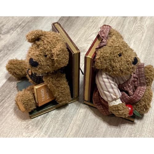 Teddy Bear Bookends Pair Decorative Book Shelf Decor Faux Book Book Lover Gift