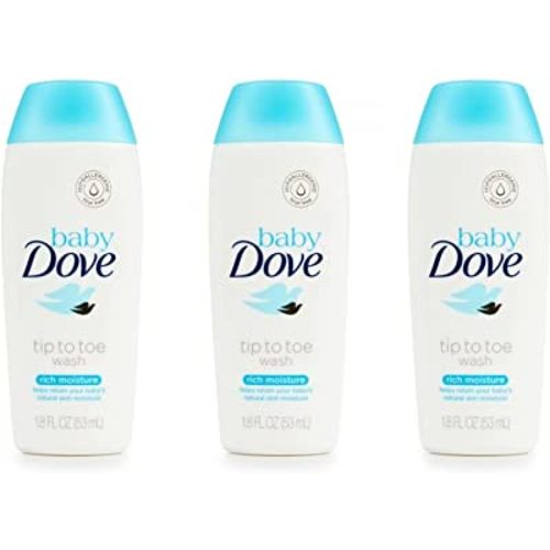 Baby Dove Body Wash Tip To Toe Sensitive Moisture 1.8 Oz Travel Size (Pack Of 3)