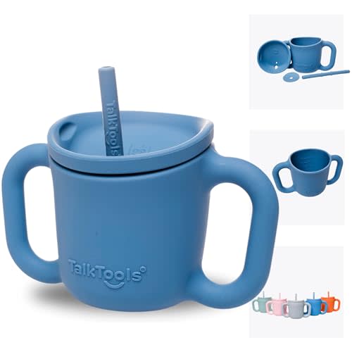 TalkTools ITSY Silicone Training Cup – Mini Straw Cup for Baby - Anti Leak, Spill Proof and BPA Free Cup with Straw Insertion for Kids (Ocean)