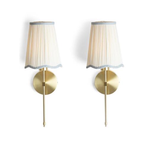 2pk Scalloped Shade Rechargeable Led Wall Sconces