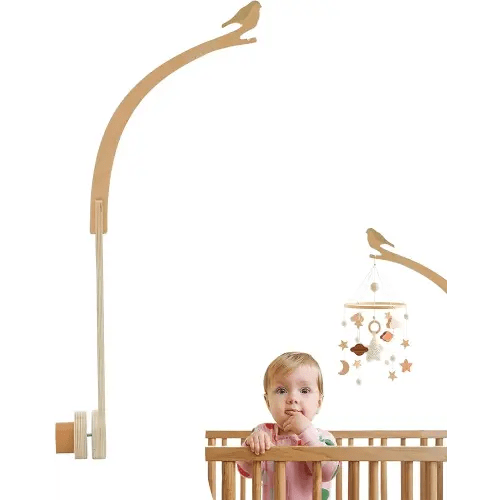 Bird Shape Crib Mobile Arm, 30 Inch Baby Crib Mobile for Boys and Girls, Adjustable Wooden Baby Mobile Holder for Crib, Baby Mobile Hanger, Perfect Nursery Décor and Gift