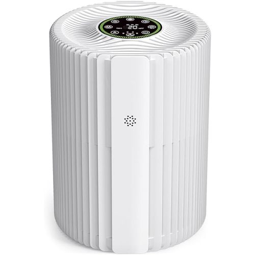 VOOPNU Air Purifiers For Bedroom With Air Quality Display 1095 Sq. Ft True H13 HEPA Pet Air Purifier For Dorm Room With 360° Air Intake & Outlet For Home Bedroom Office, DH-JHD07(White)