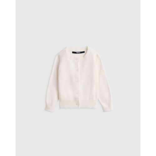 100% Organic Cotton Crewneck Cardigan in Ivory