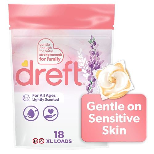 Dreft Laundry Detergent XL Pacs, Light Scent, Lavender, 18 Count