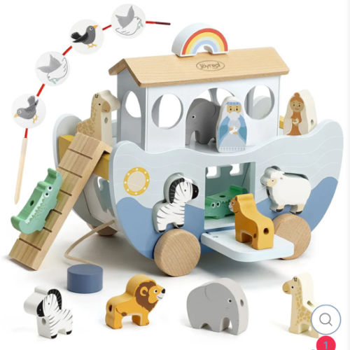 Wooden Noah's Ark Toy for Montessori Learning