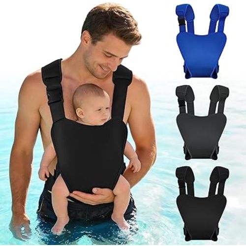 Baby Carrier - Premium Neoprene Ergonomic for Warm & Safe Water & Land Fun (4-24 Months), Waterproof Infant Chest Holder with Adjustable Straps for Summer Pool Swimming & Beach,Black