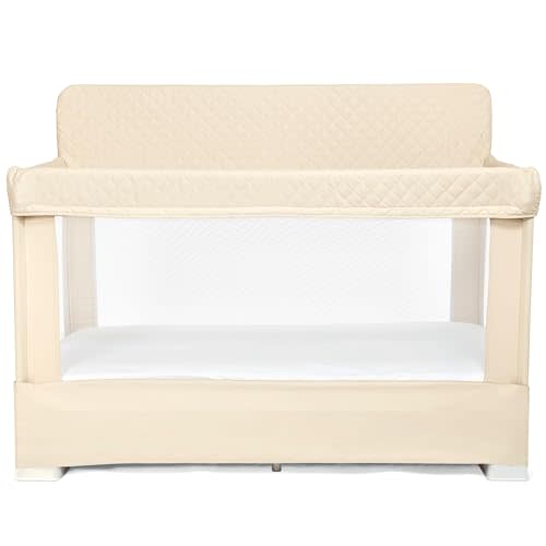 Baby Delight Lunaire Full Size Crib | Breathable Mesh Baby Crib | Tool-Free Assembly Baby Bed | 100% GOTS Certified Organic Cotton Fabric | Organic Oat