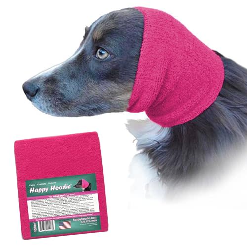 Happy Hoodie The Original Dog & Cat Calming Band - American Brand - Anxiety Relief/Noise Protection-Grooming-Thunder-Fireworks (Large, Pink) - Since 2008