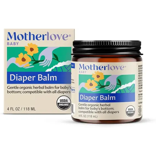 Motherlove Diaper Balm (4 oz) Organic Herbal Diaper Rash Cream—Cloth Diaper Safe, Zinc Oxide- & Petroleum-Free