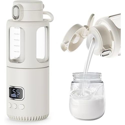 Dollox Portable Bottle Warmer for Travel 12oz Large Capacity Baby Portable Water Warmer for Formula, Breastmilk, Milk, 10000mAh, Wireless, Fast Heating Suitable for Baby Outdoor Travel, Car, Airplane