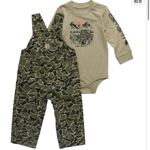 Boys' 2-Piece Long Sleeve Bodysuit & Canvas Overall Set (Baby) | Shop all Boys | Carhartt