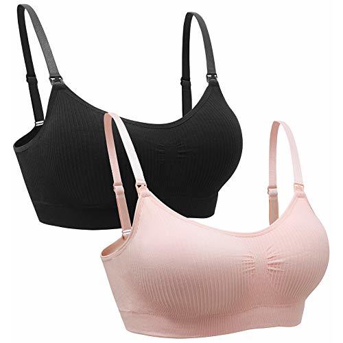 Suekaphin 2PACK Nursing Maternity Bra for Pregnancy Women Breastfeeding Comfortable Sleeping with Extenders