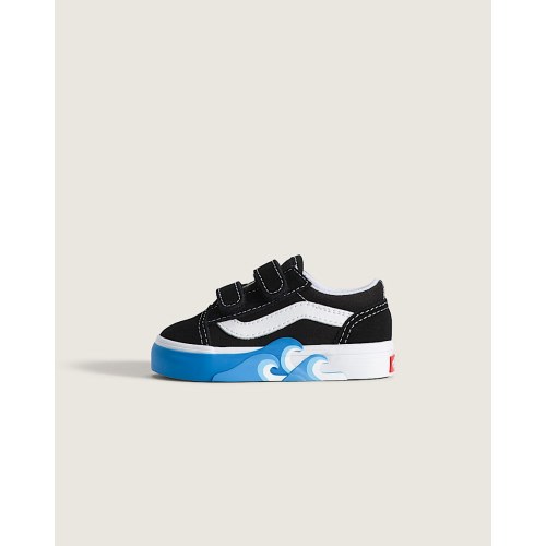 Toddler Old Skool V Shoe in Black / Bright Azure Blue | Vans