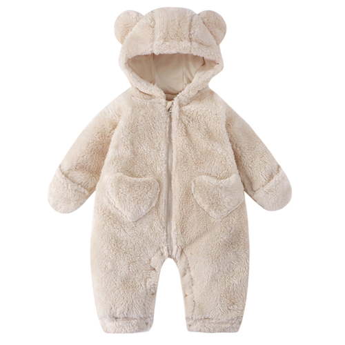 YUEHUA Newborn Baby Bear Outfit Suit Girls Boys Fleece Jumpsuit Romper Hooded Coat Winter Clothes Outwear Snowsuit Coat, 3-6 Months