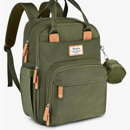 RUVALINO Diaper Bag Backpack - Multifunction Travel Back Pack Maternity Baby Changing Bags, Diaper Changing Totes, Large Capacity, Waterproof and Stylish, Baby Travel Essential, Army Green