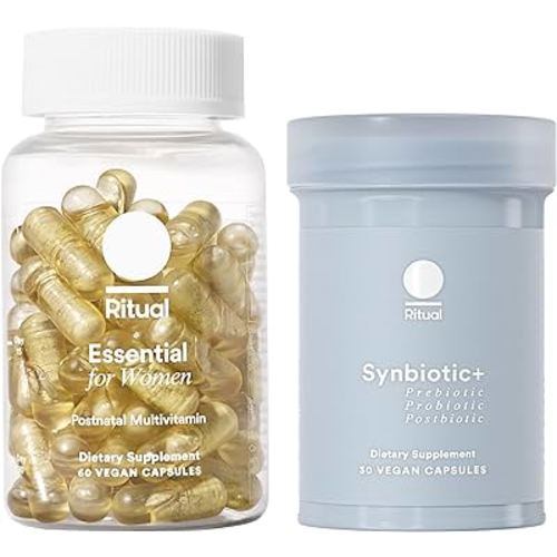Ritual Postnatal Multivitamin and Gut Duo Supplements with Postnatal Vitamins and Synbiotic+: 3-in-1 Probiotic, Prebiotic, Postbiotic, Supports Lactation, and Gut Health, 30 Day Supply