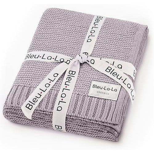 Signature Knit Organic Swaddle Blanket for Girls - 100% Soft Luxury Cotton Knit Receving Swaddler - Warm Cozy Crib Swaddling Blanket for Newborns Infants & Toddler (0-2Yrs - Dreamy Lilac)