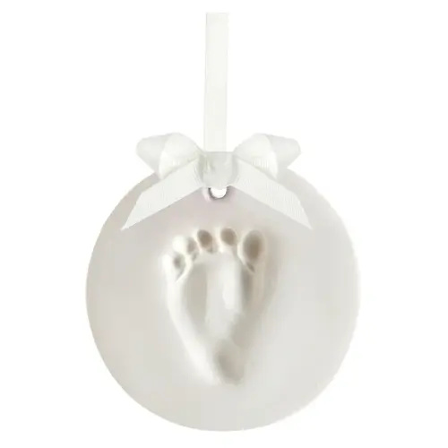 Tiny Ideas DIY No Mess Hanging Ornament Kit, Baby Hand and Footprint Keepsake, Classic Nursery Decor, Ideal Gender Neutral Gift, Baby's First Christmas, White
