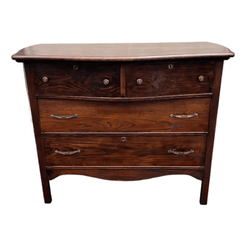 Antique Early American Tiger Oak 4-Drawer Chest of Drawers