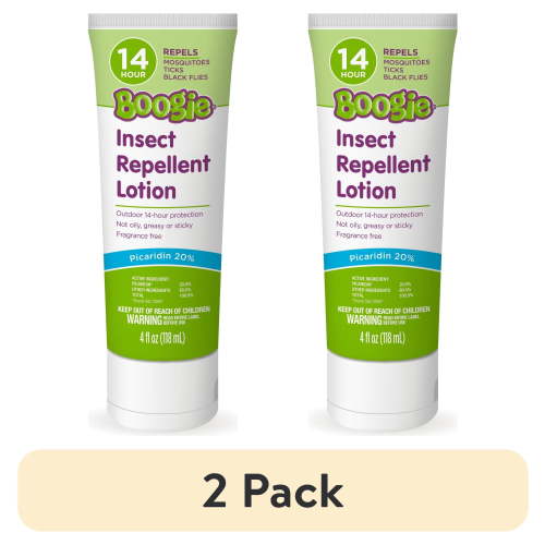 (2 pack) Boogie Insect Repellent Lotion, Repels Mosquitos, Ticks, Black Flies & More, Unscented, 4 fl oz