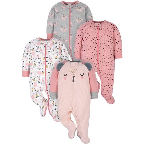 Gerber Baby-Girls 4 Pack Sleep 'N Play Footie