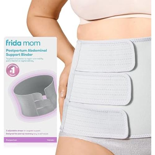 Frida Mom Belly Binder for Natural & C-Section Postpartum Recovery, 9" High | Adjustable Compression Wrap, After Birth Brace, Abdominal Support Band, 9 Inch High, Breathable