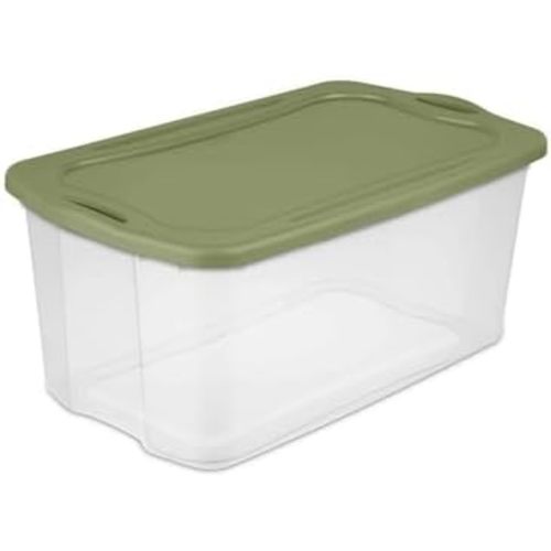(Single) Storage Bins 70 Quart with Clear Base Stackable Storage Bins Through-Type Handle Design Depressed Lid Storage Containers for Bedding Home Other Large Items