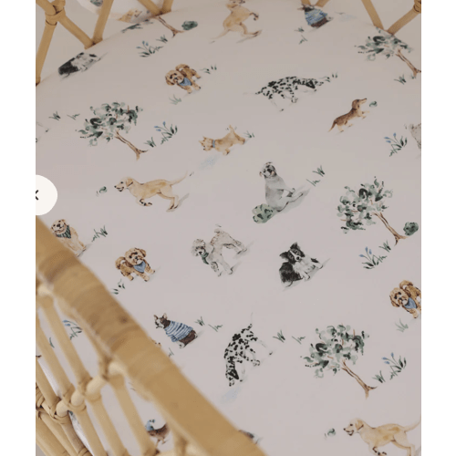 Dog Park Organic Fitted Bassinet Sheet & Change Pad Cover | Snuggle Hunny
