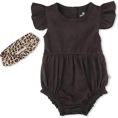 HonestBaby Bubble Romper and Headband Set Organic Cotton for Infant Baby and Toddler Boys, Girls, Unisex