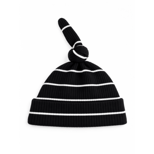 Black/White Stripe / Ribbed Beanie