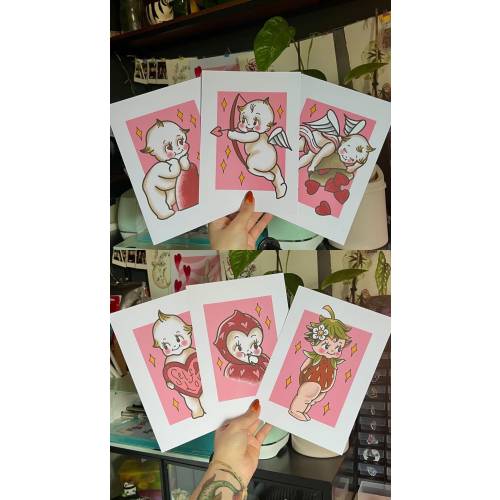 A5 Kewpie Doll Prints, Tattoo Print, Pink, Valentines, Galentines, Self Love, Strawberry Kewpie